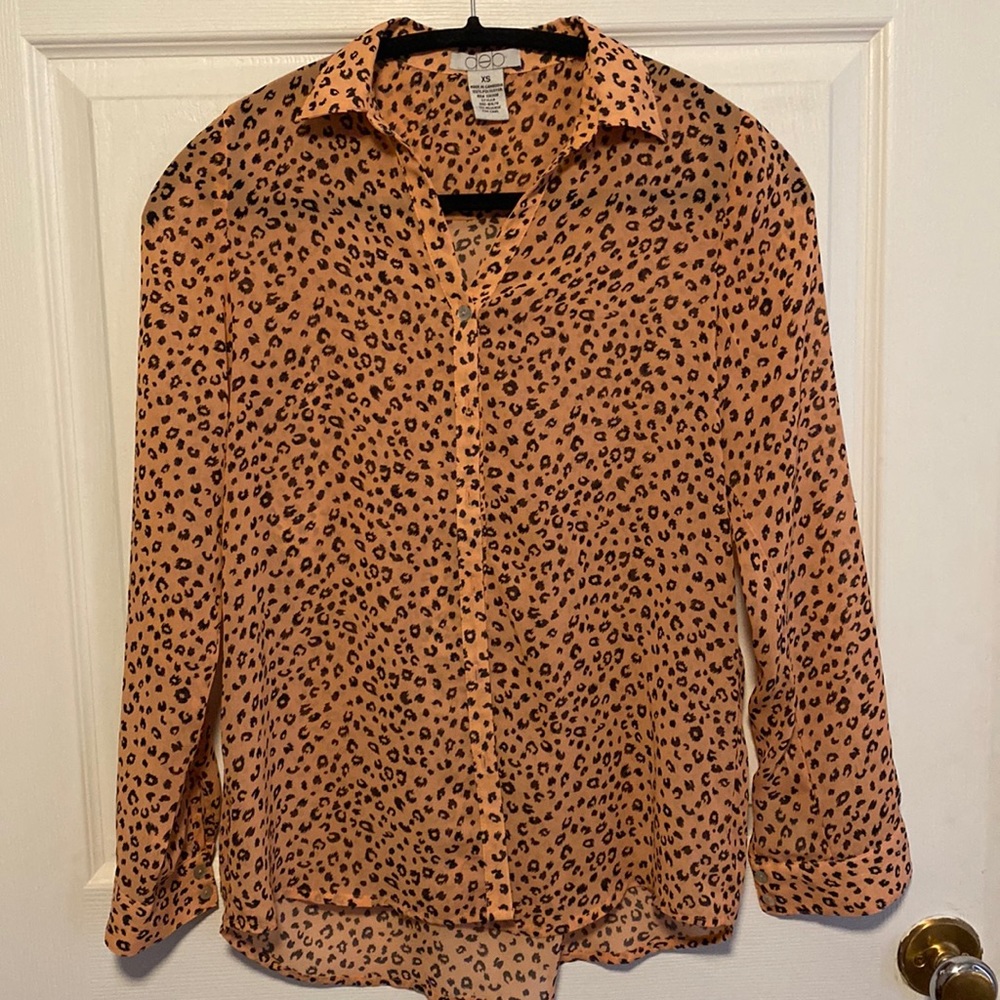 Pink chiffon cheetah top